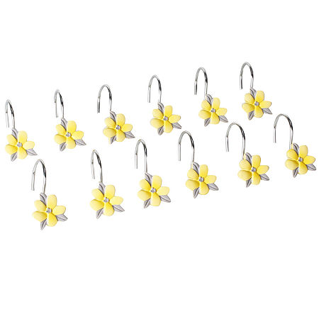 Spring Garden Shower Curtain Hooks, One Size, Yellow