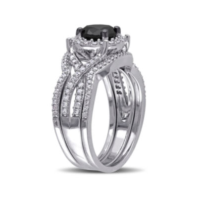 Midnight Black Diamond 1Â½ CT.T.W. White and Color-Enhanced Bridal Ring Set