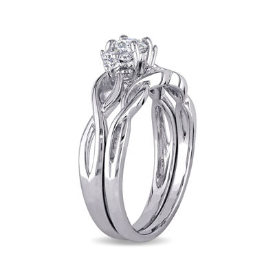 1/ CT.T.W. Natural Diamond 14K White Gold Bridal Ring Set