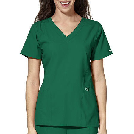 Wink W123 Stylized Womens V Neck Moisture Wicking Wrinkle Resistant Quick Dry Short Sleeve Scrub Top, X-large, Green