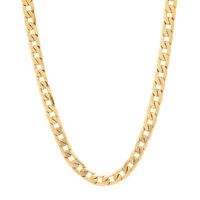 18K Gold Over Stainless Steel 24 Inch Semisolid Curb Chain Necklace