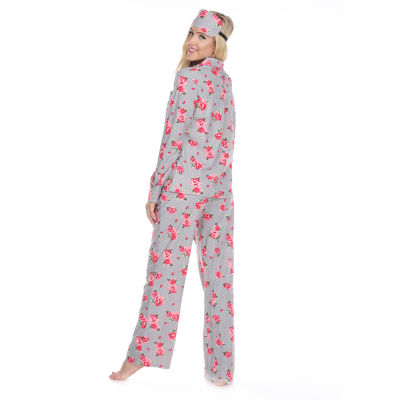 White Mark Womens Long Sleeve Pant Pajama Set 3-pc.