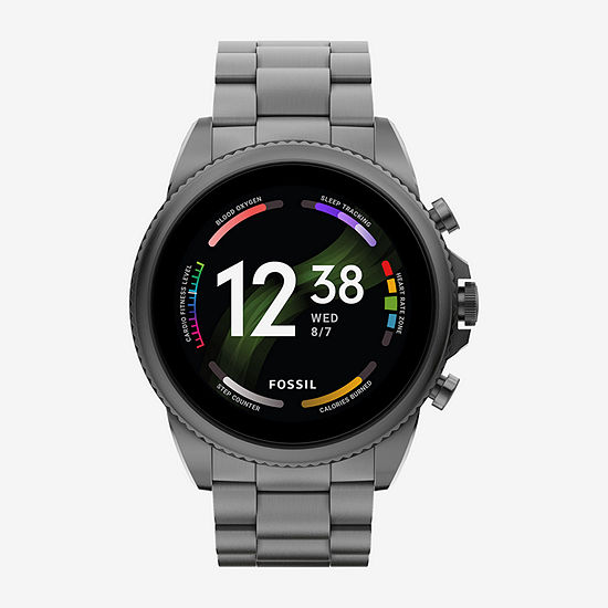Fossil Smartwatches Gen 6 Mens Gray Stainless Steel Smart Watch Ftw4059v