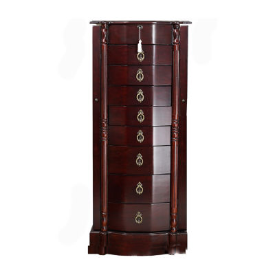 Hives And Honey Robyn Lockable Cherry Jewelry Armoire, Color Brown