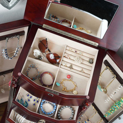 Hives And Honey Robyn Lockable Cherry Jewelry Armoire