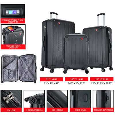 DUKAP Intely Smart Hardside 3-pc Set with USB and Integrated Weight Scale