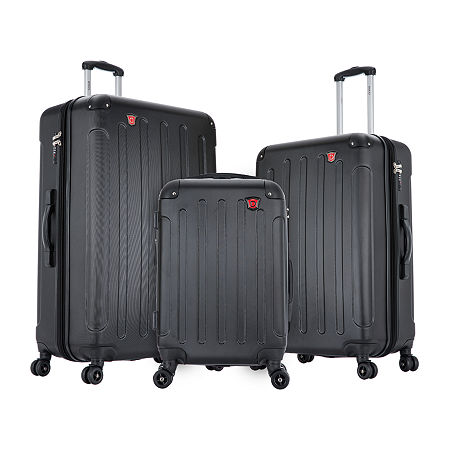 Dukap Intely Smart Hardside 3-pc Set With Usb And Integrated Weight Scale In Black