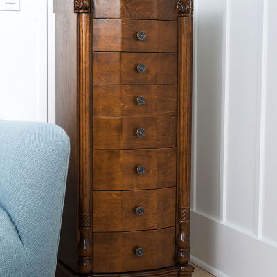 Hives And Honey Antoinette Lockable Walnut Jewelry Armoire