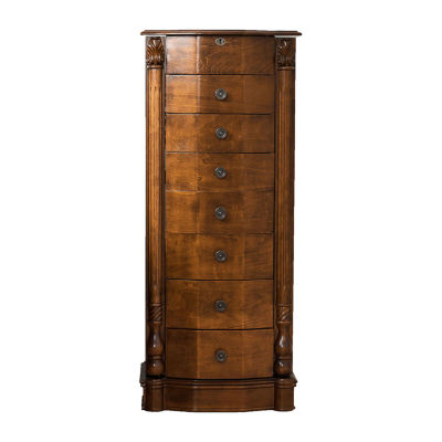Hives And Honey Antoinette Lockable Walnut Jewelry Armoire
