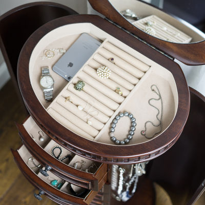 Hives And Honey Bailey Walnut Jewelry Armoire