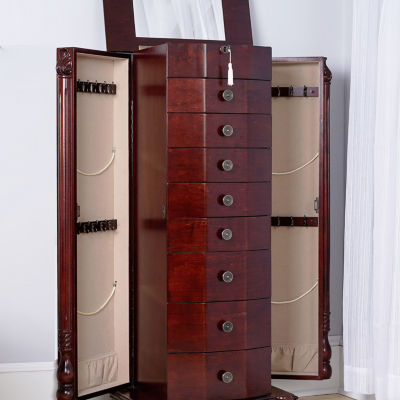 Hives And Honey Louis Lockable Cherry Jewelry Armoire