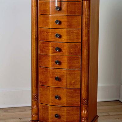 Hives And Honey Louis Lockable Oak Jewelry Armoire