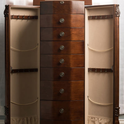 Hives And Honey Louis Lockable Walnut Jewelry Armoire