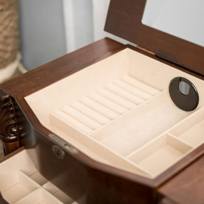 Hives And Honey Louis Lockable Walnut Jewelry Armoire