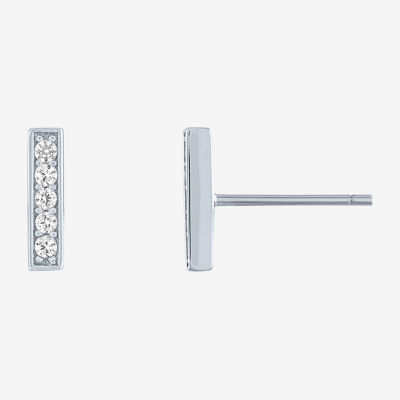 Limited Time Special! Lab Created White Sapphire Sterling Silver Bar Stud Earrings