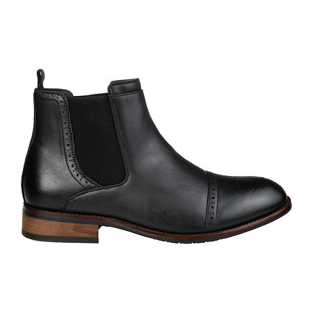 Vance Co Mens Garrett Block Heel Chelsea Boots, 10 1/2 Wide, Black