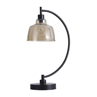 Stylecraft Black Water Glass Pendant Shade Steel Table Lamp