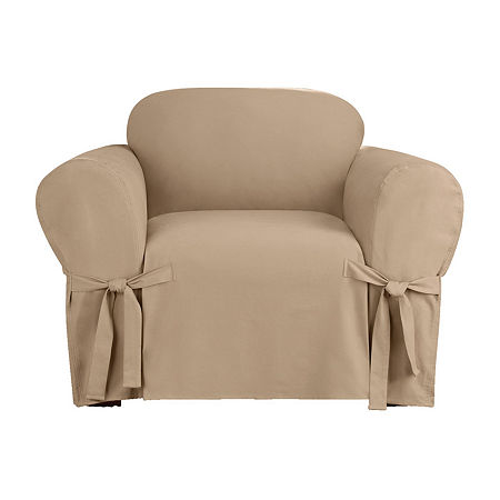 Sure Fit Heavy Weight Cotton Canvas Chair Slipcovers, One Size, Beige