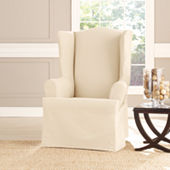 Cotton wing chair online slipcover