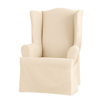 Sure Fit Heavy Weight Cotton Canvas Wing Chair Slipcover