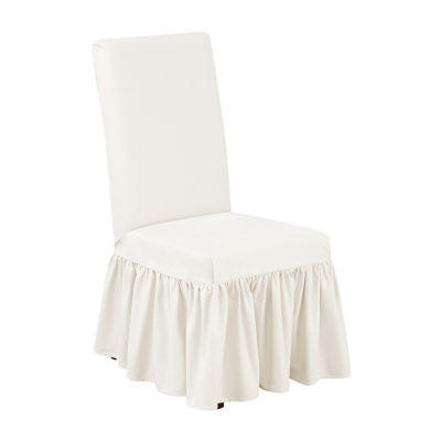 Sure Fit Essential Twill Ruffle Long Dining Chair Slipcover