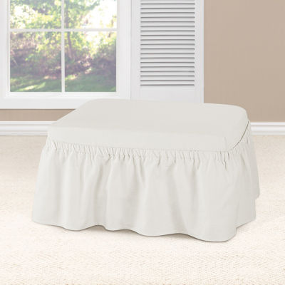 Sure Fit Essential Twill Ottoman Slipcover, Color White JCPenney