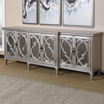 Mirrored Accent Cabinet with 6 doors and Adjustable Shelves