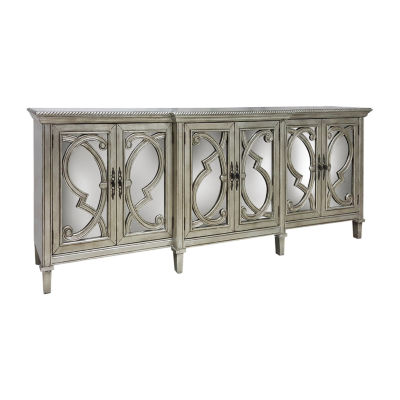 Mirrored Accent Cabinet with 6 doors and Adjustable Shelves