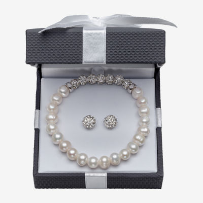 Womens White Cultured Freshwater Pearl Sterling Silver 2-pc. Jewelry Set