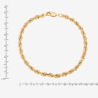 Mens 10K Gold 8 1/2 Inch Hollow Rope Chain Bracelet