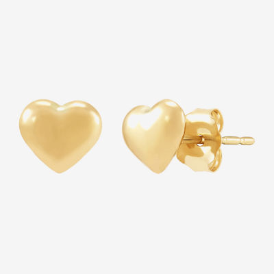 14K Gold 6.2mm Heart Stud Earrings