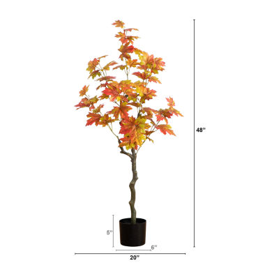 Nearly Natural 4' Orange Maple Artificial Tree