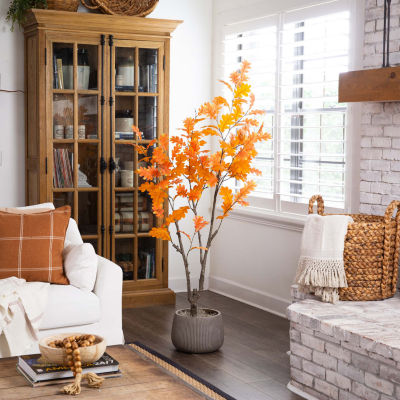 Nearly Natural 6' Orange Oak Artificial Tree