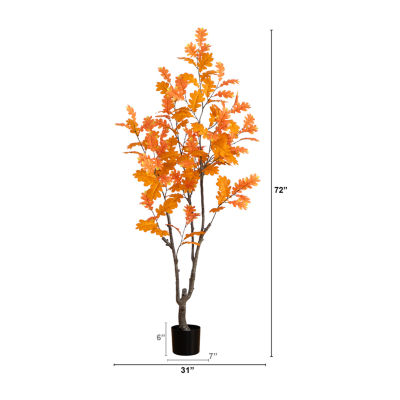 Nearly Natural 6' Orange Oak Artificial Tree