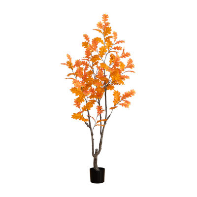 Nearly Natural 6' Orange Oak Artificial Tree