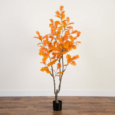 Nearly Natural 6' Orange Oak Artificial Tree
