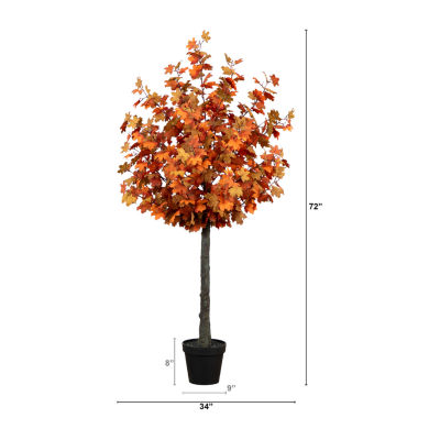 Nearly Natural 6' Orange Maple Indoor Artificial Tree