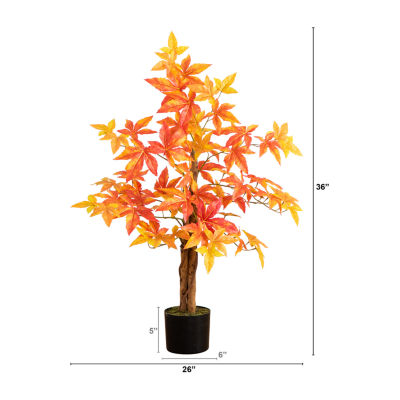 Nearly Natural 3'  Autumn Deluxe Maple Indoor Artificial Tree