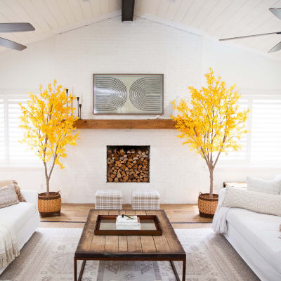 Nearly Natural 8' Yellow Autumn Maple Indoor Artificial Tree