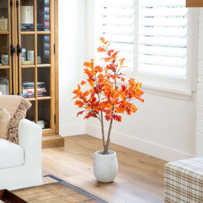 Nearly Natural 4' Orange Autumn Oak Indoor Artificial Tree