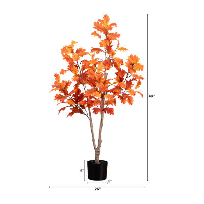 Nearly Natural 4' Orange Autumn Oak Indoor Artificial Tree