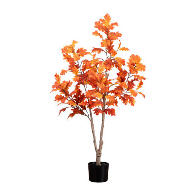 Nearly Natural 4' Orange Autumn Oak Indoor Artificial Tree