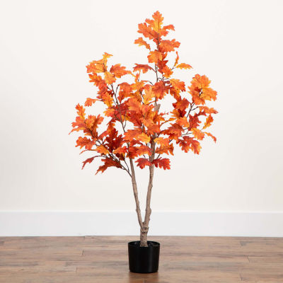 Nearly Natural 4' Orange Autumn Oak Indoor Artificial Tree