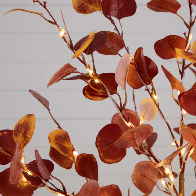 Nearly Natural 5' Orange Prelit Eucalyptus Lighted Indoor Artificial Tree