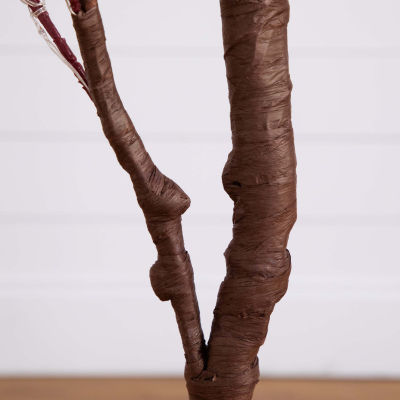 Nearly Natural 5' Orange Prelit Eucalyptus Lighted Indoor Artificial Tree