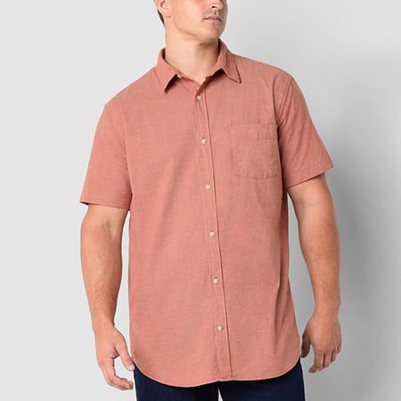 mutual weave Big and Tall Mens Regular Fit Short Sleeve Button-Down Shirt, 2x-large, Orange