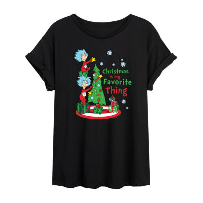 Thing 1 And Thing 2 Favorite Womens Juniors Crew Neck Short Sleeve Regular Fit Dr. Seuss Graphic T-Shirt