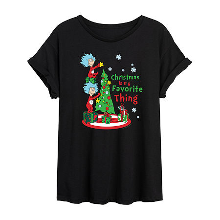 Novelty T-shirts Thing 1 And Thing 2 Favorite Womens Juniors Crew Neck Short Sleeve Regular Fit Dr. Seuss Graphic T-s In Black