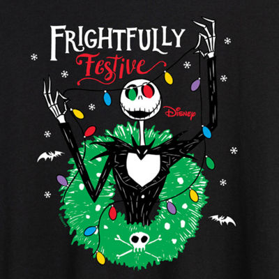 Tim Burton'S Frightfully Festive Tee Womens Juniors Crew Neck Short Sleeve Regular Fit Nightmare Before Christmas Graphic T-Shirt