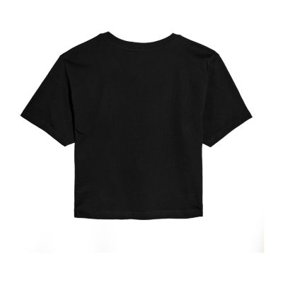 Stitch Holly Cropped Tee Womens Juniors Crew Neck Short Sleeve Regular Fit Lilo & Stitch Graphic T-Shirt